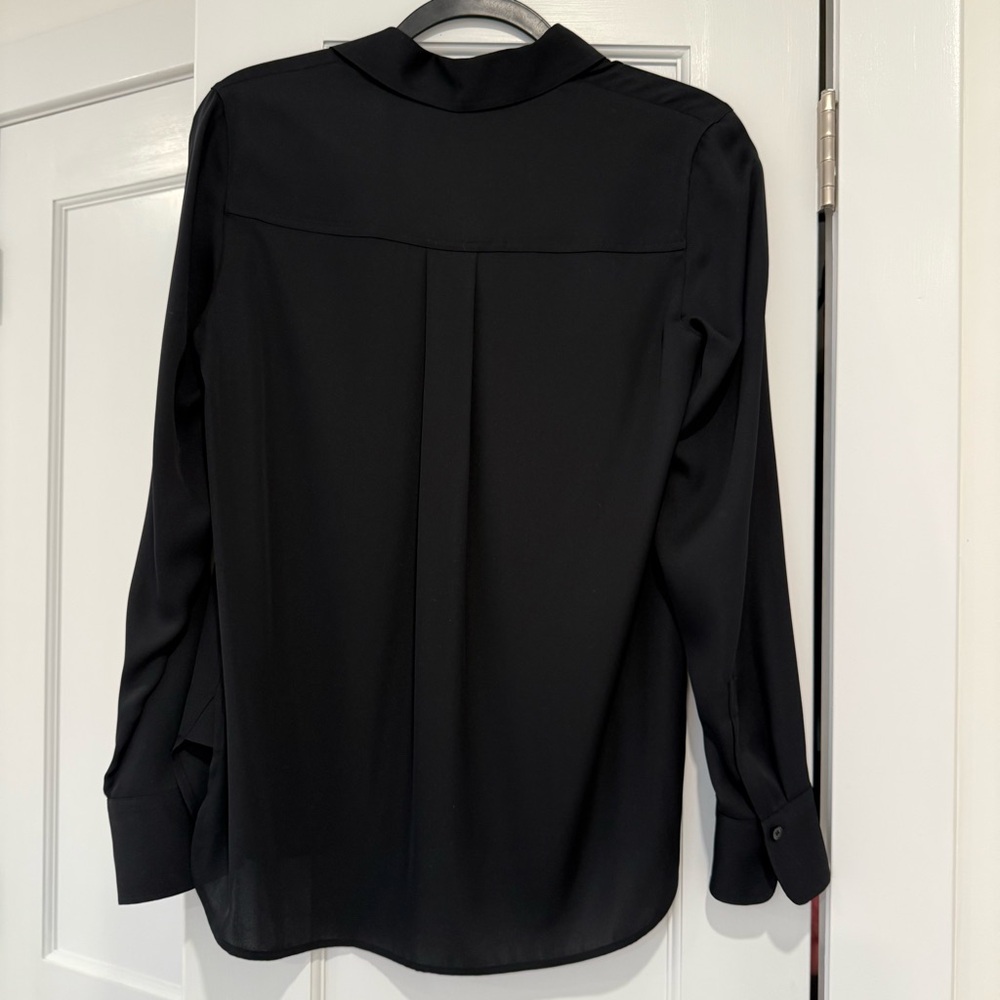 Classic Vince Slim Fitted Stretch-Silk Blouse Button Down Shirt Black - S S/P - Picture 4 of 4